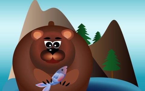 短篇童话故事：小熊在河边捉鱼