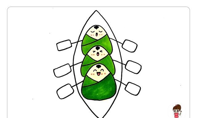 端午节赛龙舟，可爱的粽子简笔画「图文+视频教程」