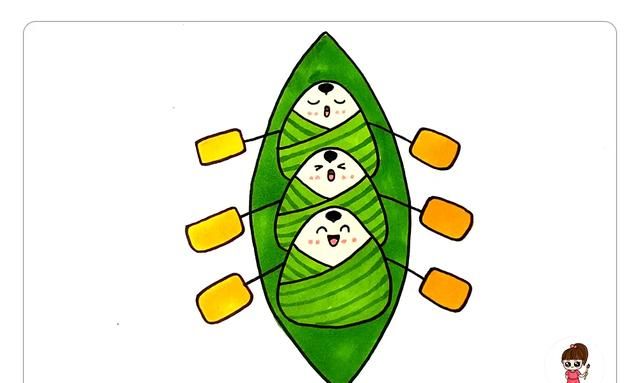 端午节赛龙舟，可爱的粽子简笔画「图文+视频教程」