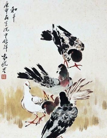国画名家笔下的和平鸽——放飞和平，欢度国庆