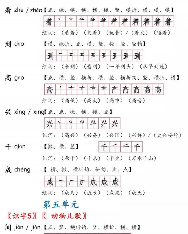 一年级语文下册生字笔顺+生字表识字表，给孩子收藏复习用