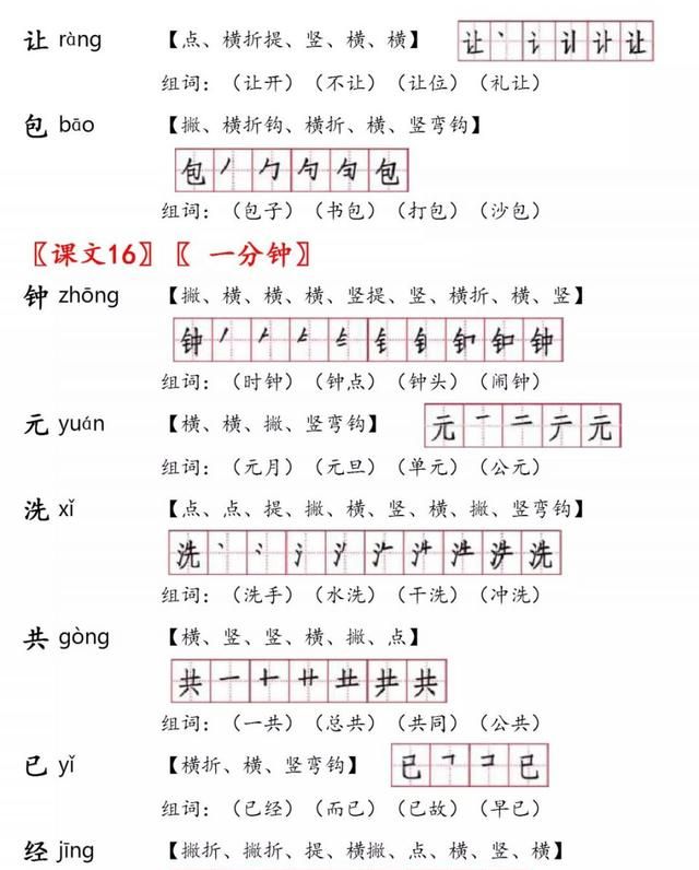 一年级语文下册生字笔顺+生字表识字表，给孩子收藏复习用